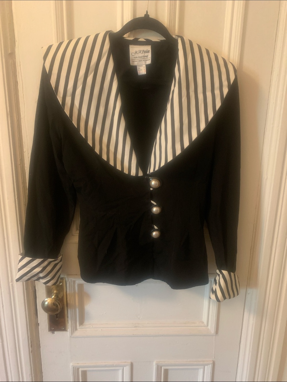 Joseph Ribkoff Black Jacket with White Striped Collar